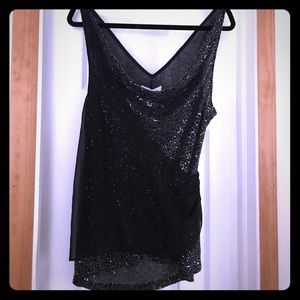 Black sequin/sheer glamour tank top NWT.